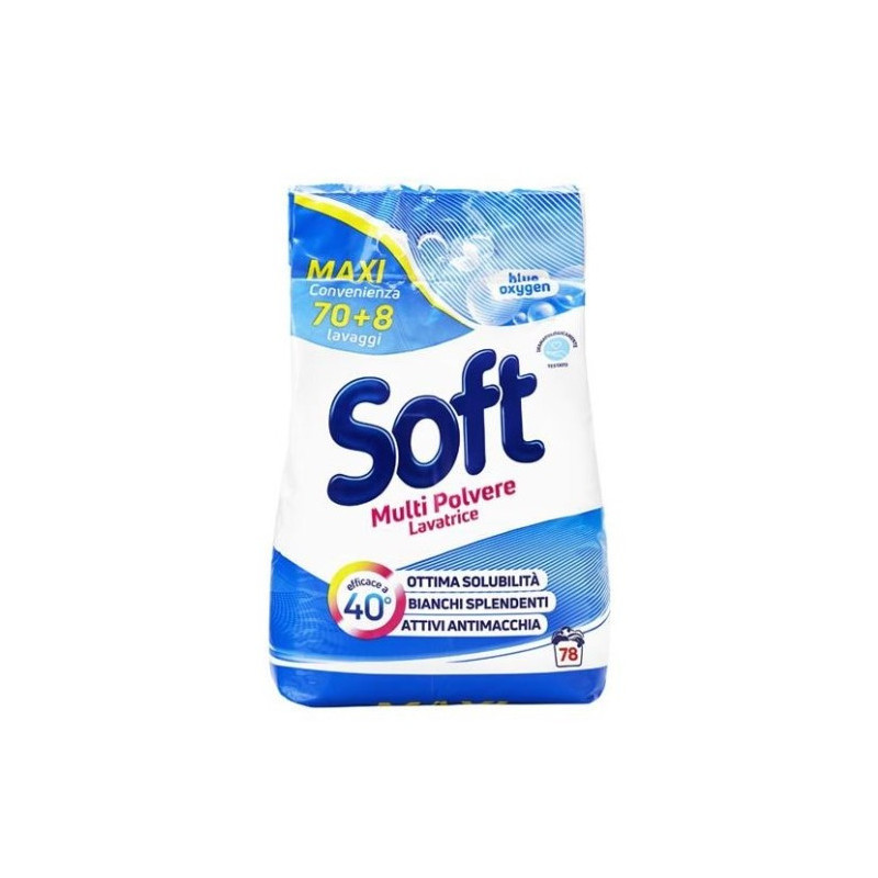 Soft Detersivo In Polvere Per Lavatrice Blue Oxygen 70+8 Misurini 4,680 Kg